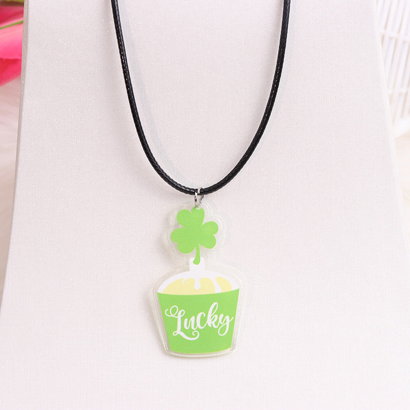 Wholesale St. Patrick's Day Beer Shamrock Rainbow Hat Pipe Necklace